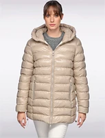 Hooded Reversible EcologicalWARM Down Smooth and Puffer Two-Toned Jacket by Geox