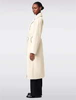 Chic Long Double-Breasted Belted Melton Wool Coat by Bernardo