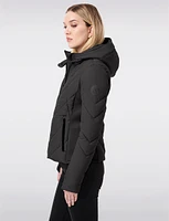 Packable Vegan Quilted Puffer Jacket with Detachable Hood and Bib by Bernardo