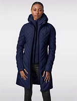 Packable Vegan Quilted Hooded  Puffer Jacket with Side Knit Panels by Bernardo