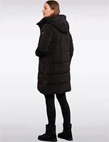 Long Warm Water-repellent Zipper Front Hooded Puffer Coat by Luhta