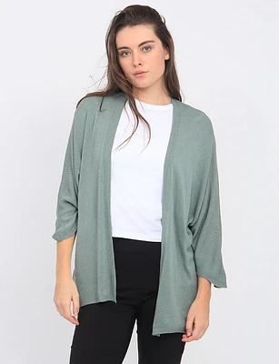 3/4 Dolman Sleeve Soft Knit Cardigan by Froccella