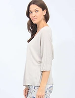 Elegant V-Neck 3/4 Dolman Sleeve Soft Knit Top by Froccella