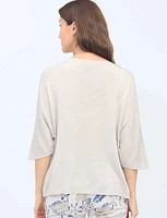 Elegant V-Neck 3/4 Dolman Sleeve Soft Knit Top by Froccella