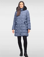 Harrold Vegan Quilted Eco-Duvet Hooded Puffer Parka With Faux Fur Trim by Saki