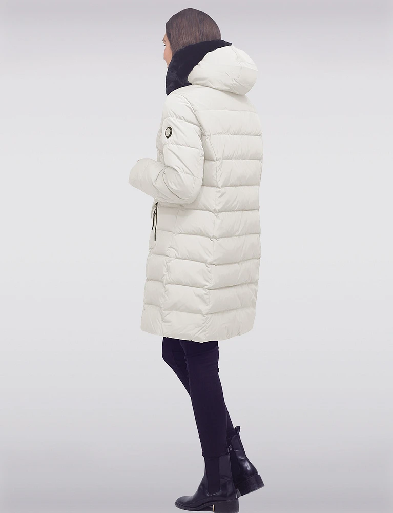 Harrold Vegan Quilted Eco-Duvet Hooded Puffer Parka With Faux Fur Trim by Saki