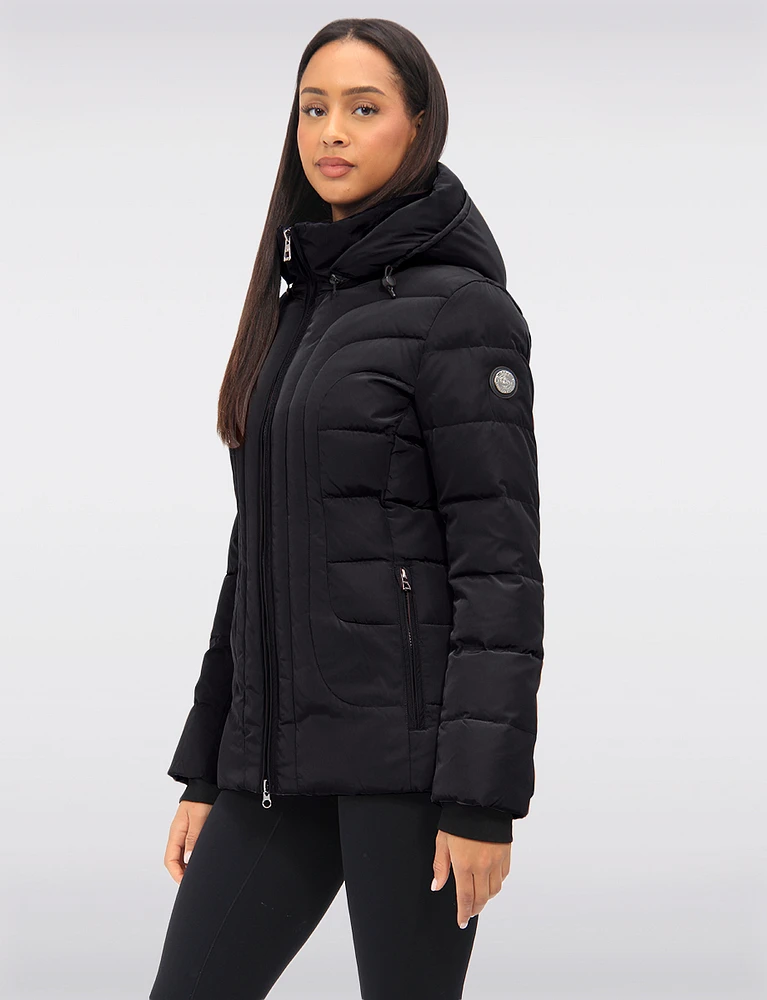 Vegan Eco-Down Winter Puffer Coat  Fleece-Lined High Collar & Detachable by Saki