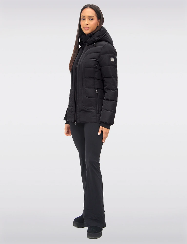 Vegan Eco-Down Winter Puffer Coat  Fleece-Lined High Collar & Detachable by Saki