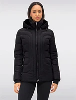 Vegan Eco-Down Winter Puffer Coat  Fleece-Lined High Collar & Detachable by Saki