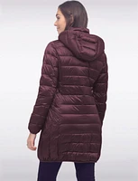 Lightweight Mid-Length Metallic Hooded Down Puffer Jacket by Normann