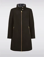 Sleek Zip-Front Wool Blend OverCoat With Faux Fur Lined High Collar by Normann