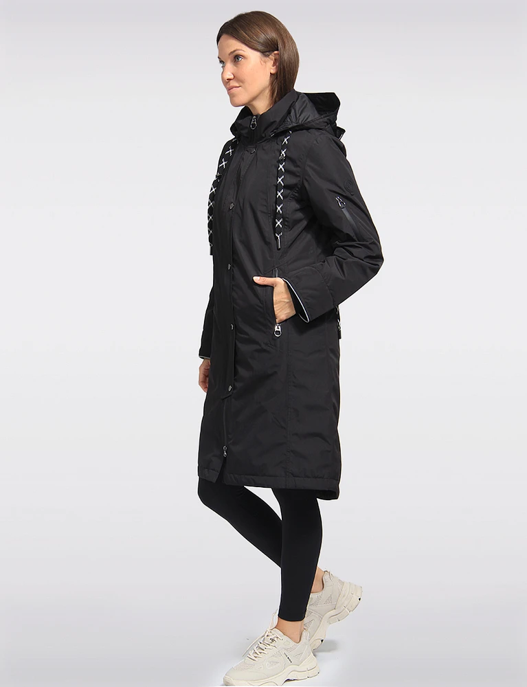 Long Weatherproof Raincoat With Eco-Luxe Detachable Hood by Frandsen