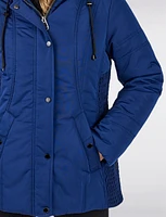 Quilted Slim-Fit Stretch Side Panels Insulated Detachable Hood Coat by Frandsen