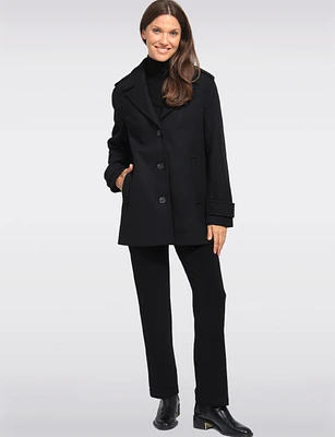 Single Breasted Classic Lapel Collar Leopard Lined Peacoat by Etage