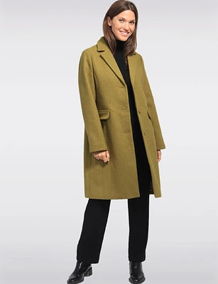 Single-Breasted Notch Collar Long Peacoat by Etage