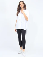 Crinkled Button-down Shirt with Three-Quarter Adjustable Sleeves by Froccella