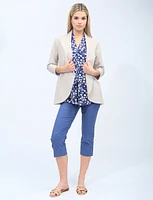 Sleek Stretchy Rounded Hem Blazer With 3/4 Sleeves And Cuff Detail By Vamp