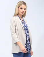 Sleek Stretchy Rounded Hem Blazer With 3/4 Sleeves And Cuff Detail By Vamp