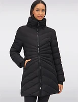 Vegan Hooded Quilted Jacket with Inner Bib & Detachable Faux Fur Trim by Oxygen