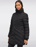 Vegan Hooded Quilted Jacket with Inner Bib & Detachable Faux Fur Trim by Oxygen