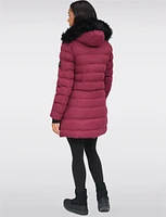 Vegan Hooded Quilted Jacket with Inner Bib & Detachable Faux Fur Trim by Oxygen