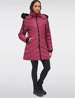 Vegan Hooded Quilted Jacket with Inner Bib & Detachable Faux Fur Trim by Oxygen