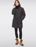 Vegan Quilted Hooded Eco-Down Long Puffer Coat by Oxygen