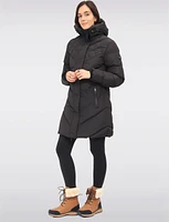 Vegan Quilted Hooded Eco-Down Long Puffer Coat by Oxygen