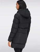 Vegan Eco-Down Faux Fur-Lined Long Puffer Coat With Pillow Hood By Oxygen