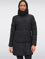 Vegan Eco-Down Faux Fur-Lined Long Puffer Coat With Pillow Hood By Oxygen