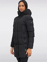 Vegan Eco-Down Faux Fur-Lined Long Puffer Coat With Pillow Hood By Oxygen