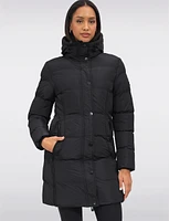 Vegan Eco-Down Faux Fur-Lined Long Puffer Coat With Pillow Hood By Oxygen