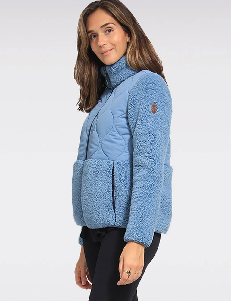 Soft Double-Faced Sherpa High Collar Zip Front Sweater Jacket by Free Country