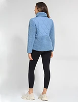 Soft Double-Faced Sherpa High Collar Zip Front Sweater Jacket by Free Country