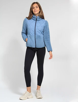 Soft Double-Faced Sherpa High Collar Zip Front Sweater Jacket by Free Country