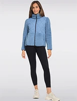 Soft Double-Faced Sherpa High Collar Zip Front Sweater Jacket by Free Country