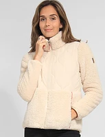 Soft Double-Faced Sherpa High Collar Zip Front Sweater Jacket by Free Country