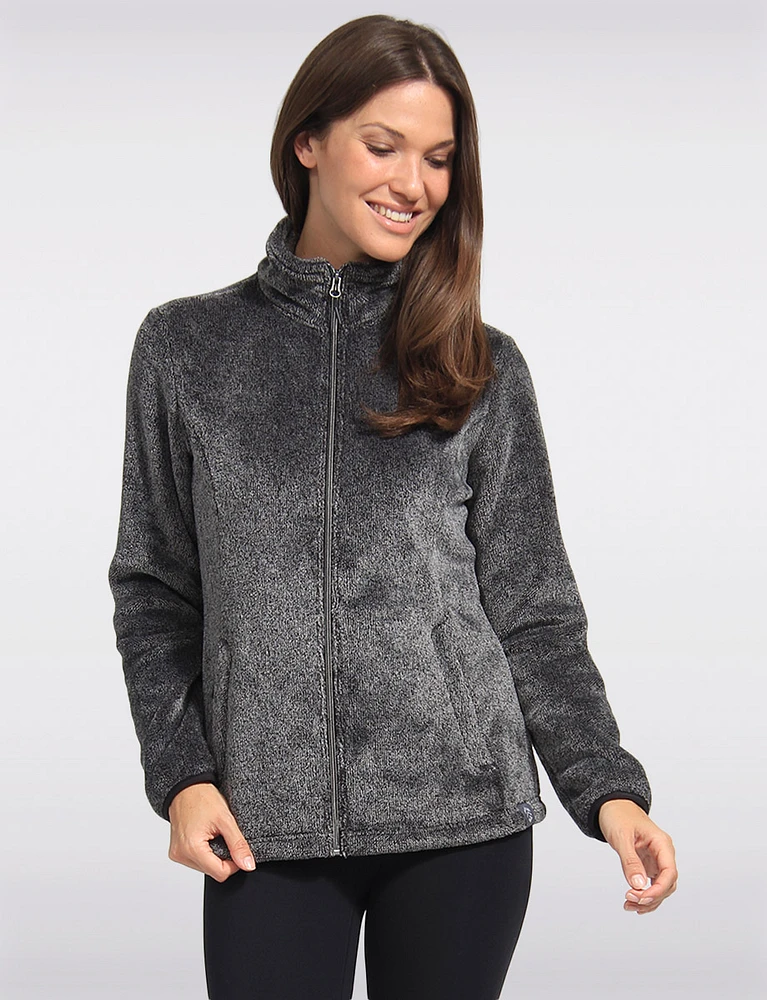 Plush Comfort Cozy High Collar Zip-Up Jacket By Free Country