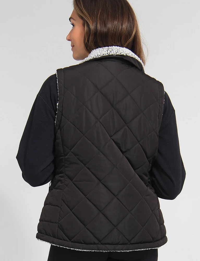 Eco-Friendly Reversible Quilted Sherpa Vest by Free Country