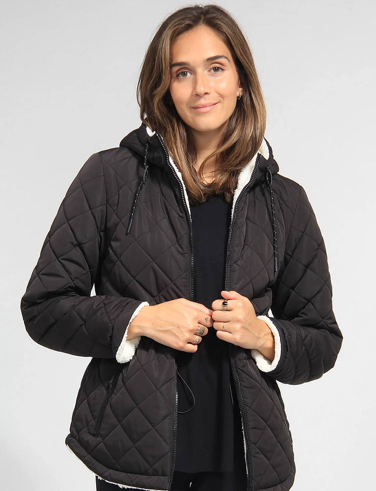 Plush Comfort Cozy High Collar Zip-Up Jacket By Free Country