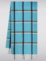 Elegant Lightweight Oblong Plaid Scarf with Soft Finish and Fringes by Froccella