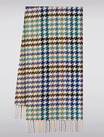 Classic Oblong Colored Houndstooth Woven Scarf with Fringes by Froccella