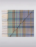 Classic Oblong Colored Houndstooth Woven Scarf with Fringes by Froccella