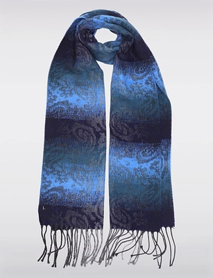 Luxurious Italian Paisley Jacquard Scarf with Fringed Hem by Froccella