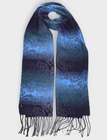 Luxurious Italian Paisley Jacquard Scarf with Fringed Hem by Froccella