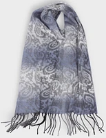 Luxurious Italian Paisley Jacquard Scarf with Fringed Hem by Froccella