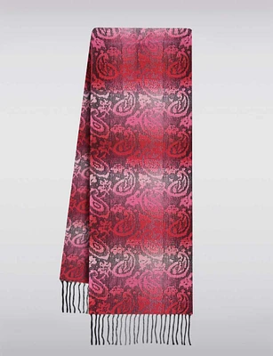 Luxurious Italian Paisley Jacquard Scarf with Fringed Hem by Froccella