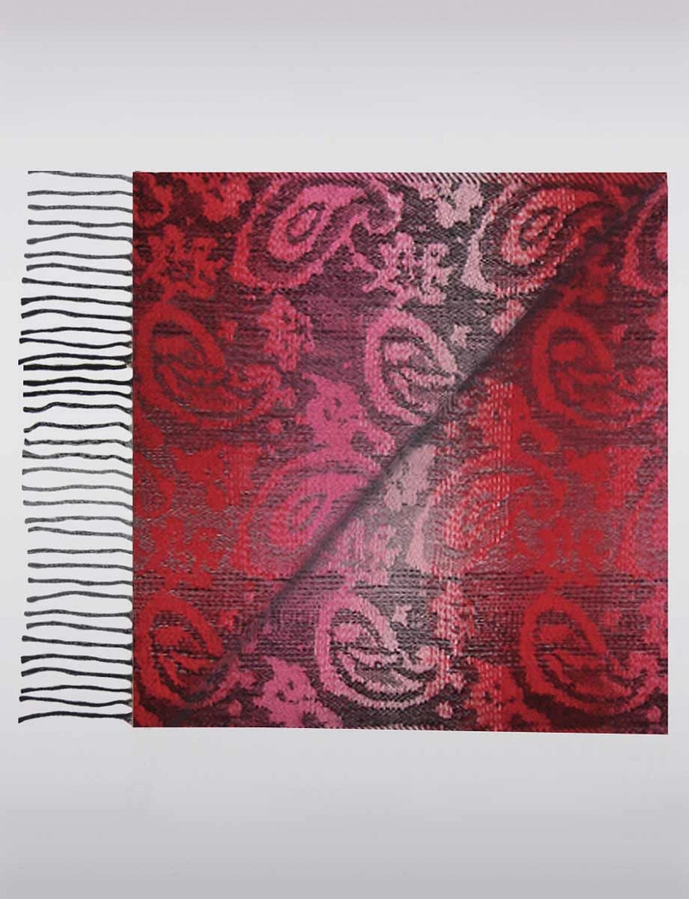 Luxurious Italian Paisley Jacquard Scarf with Fringed Hem by Froccella