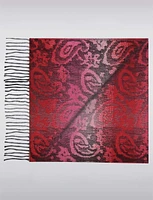 Luxurious Italian Paisley Jacquard Scarf with Fringed Hem by Froccella