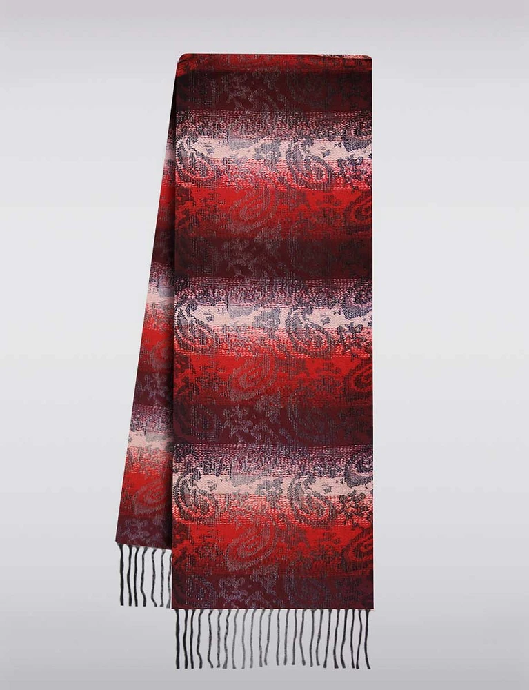 Luxurious Italian Paisley Jacquard Scarf with Fringed Hem by Froccella